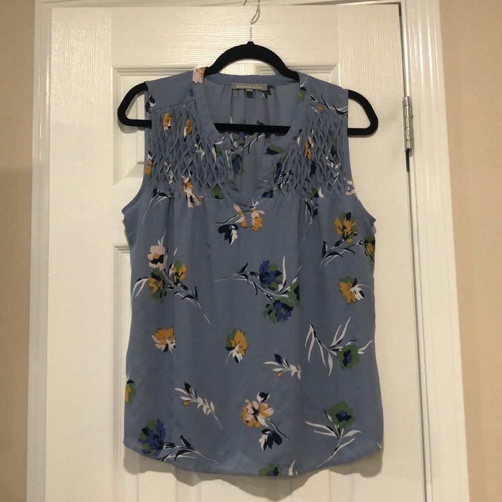 Blue Sleeveless Business Casual Blouse Size PM